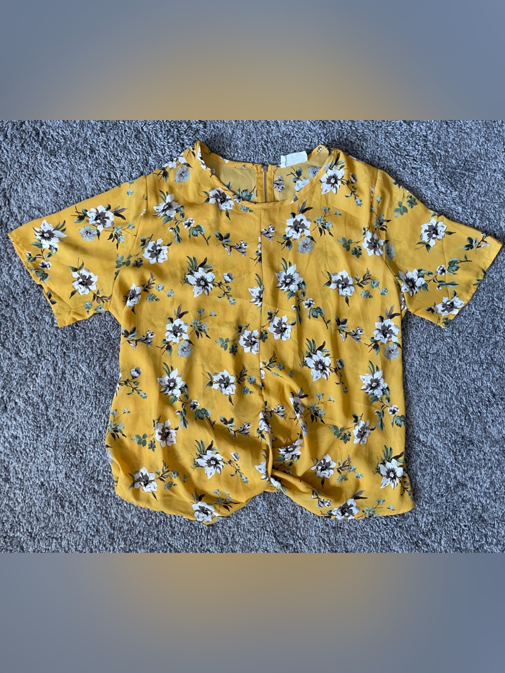 Sienna Sky Mustard Yellow Floral Short Sleeve Blouse